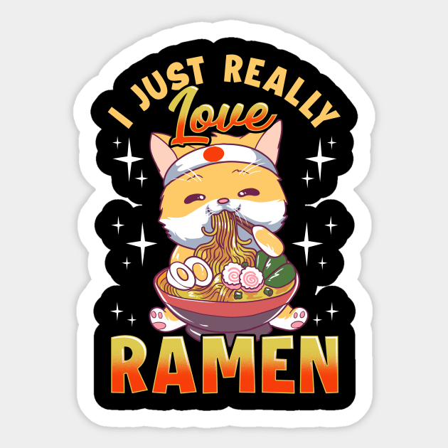 Kawaii Cat I Just Really Love Ramen Anime Kitty Sticker by theperfectpresents